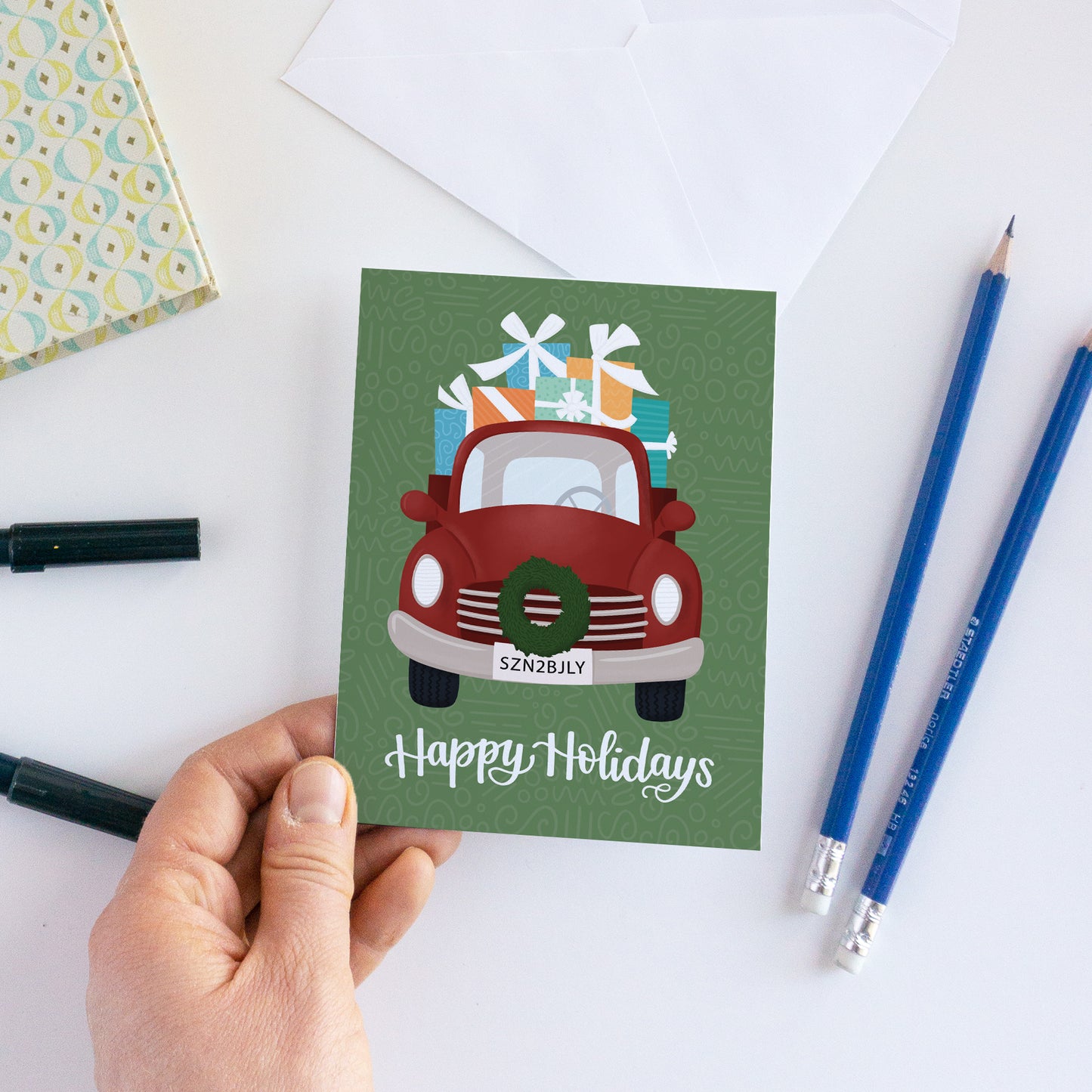 Happy Holidays Truck Christmas Card