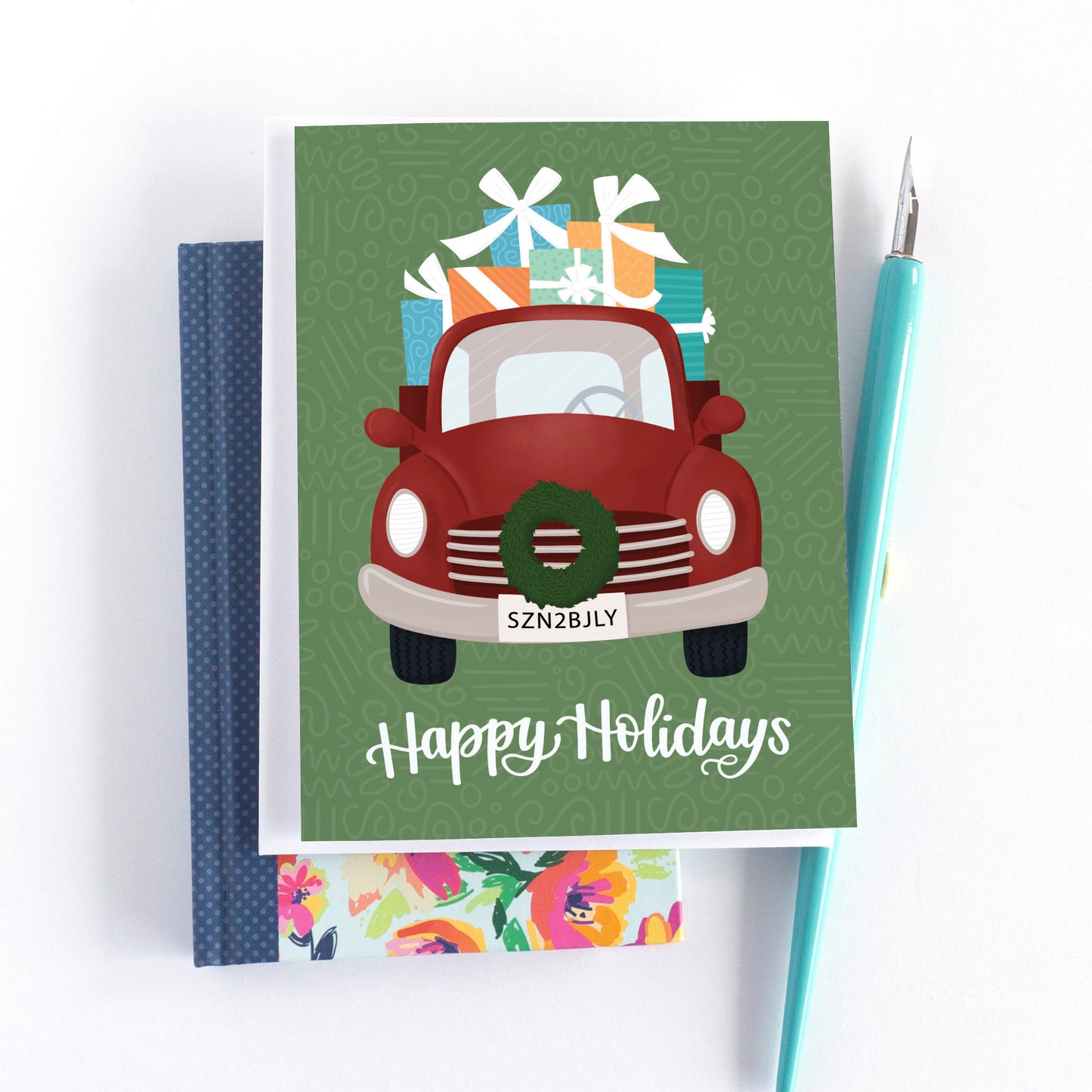 Happy Holidays Truck Christmas Card
