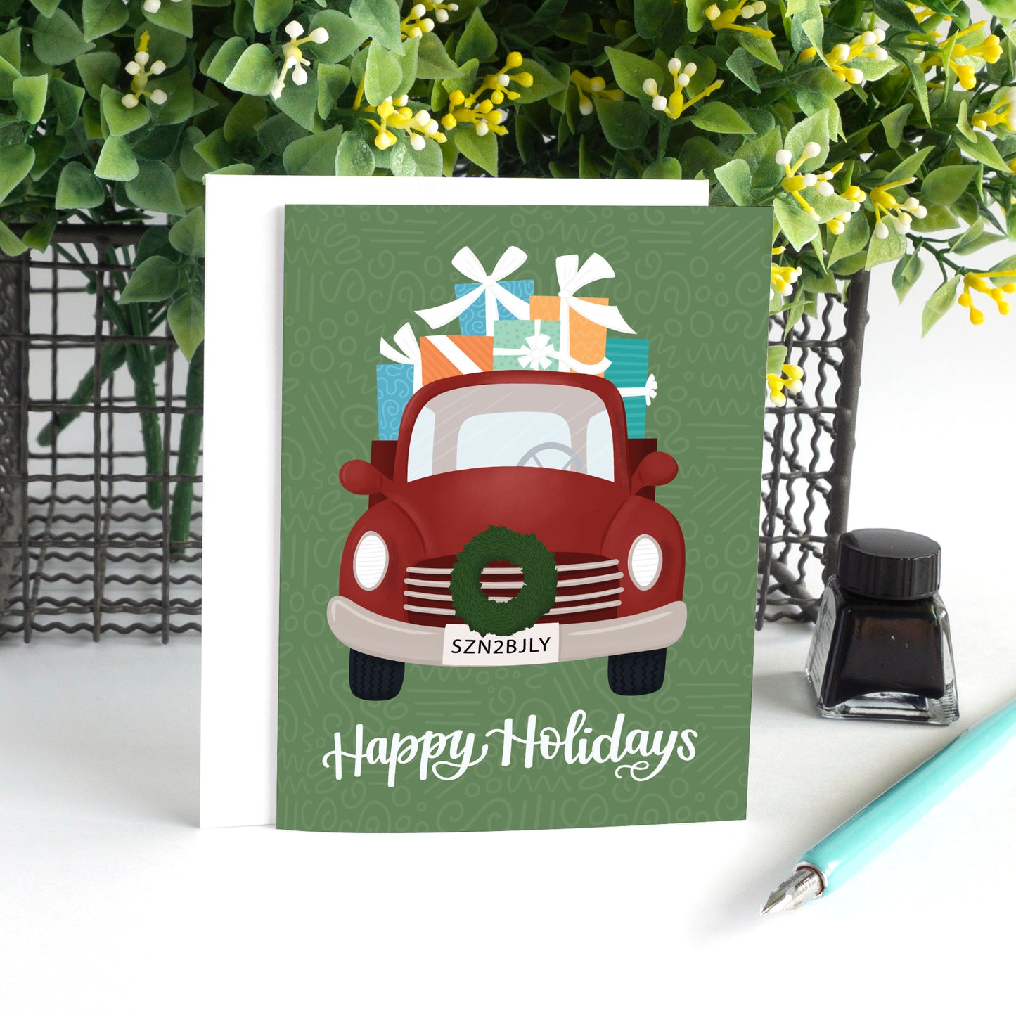 Happy Holidays Truck Christmas Card