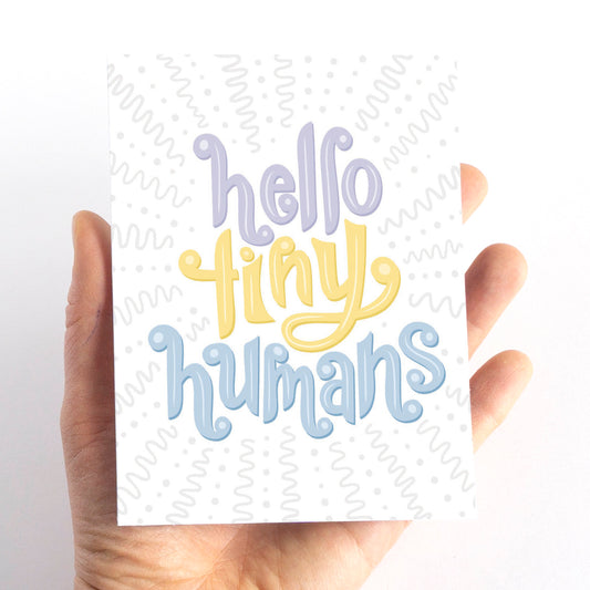 Hello Tiny Humans New Baby Card for Twins