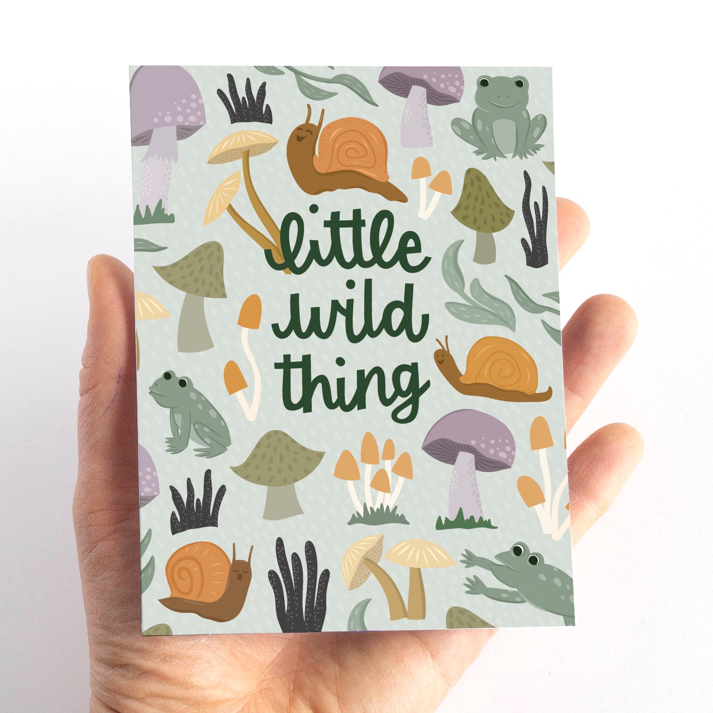 Mushrooms and Snails New Baby Card