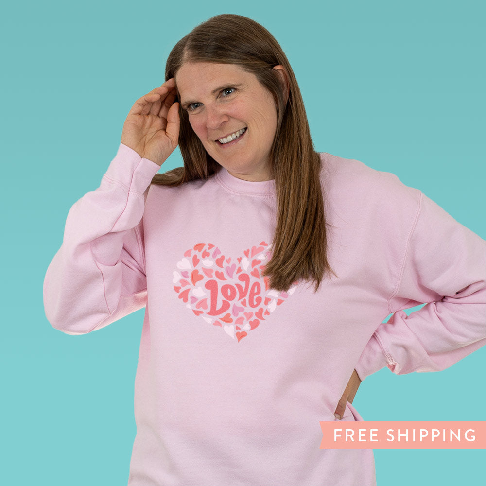 Valentine's Heart Sweatshirt "Love"- Pink