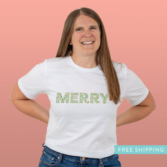Merry Christmas Greenery T-Shirt