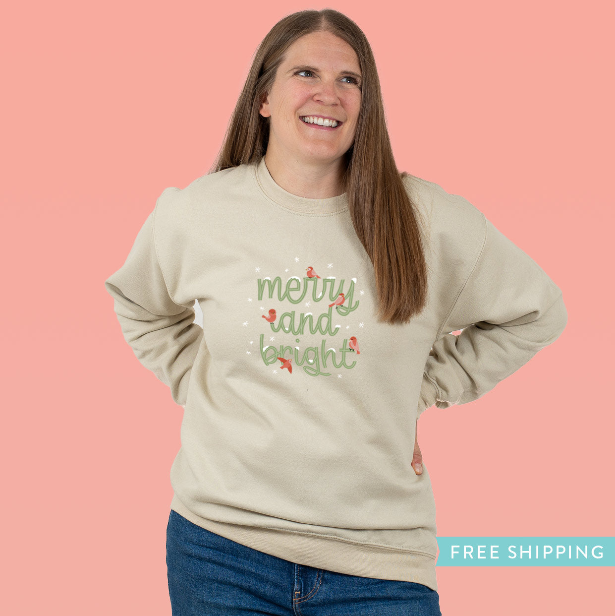 Women's Christmas Sweatshirt "Merry and Bright"