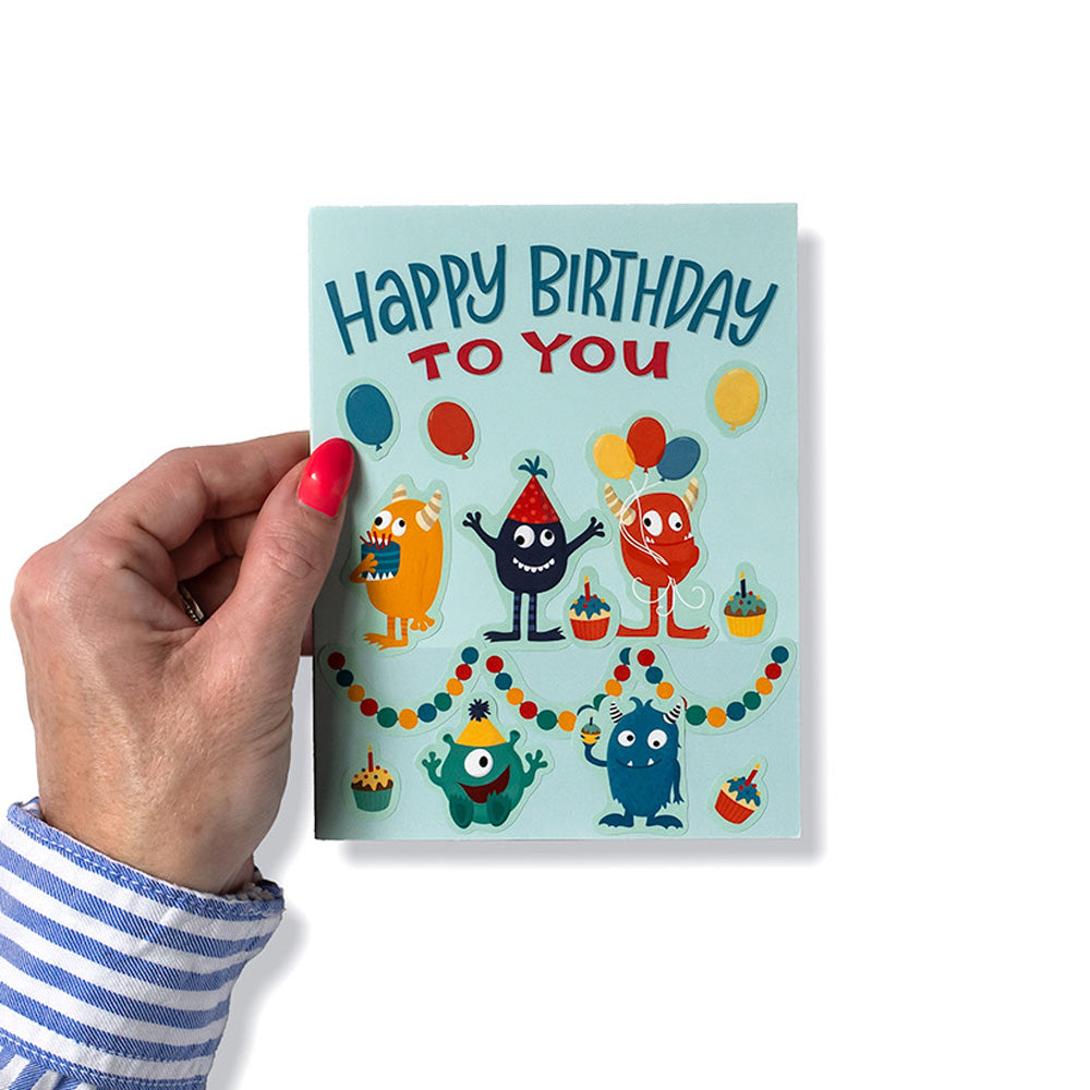 Monster Create-A-Scene Sticker Birthday Card