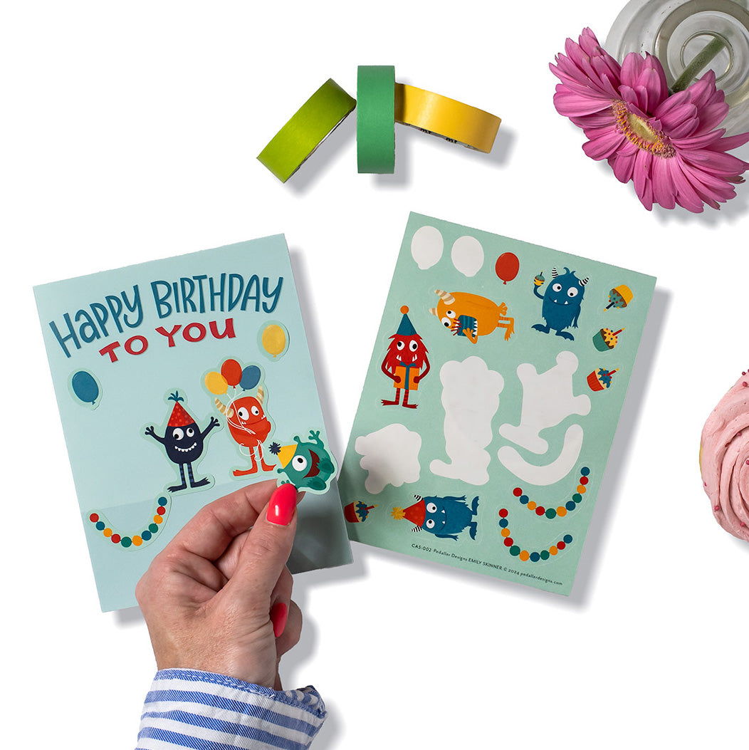 Monster Create-A-Scene Sticker Birthday Card