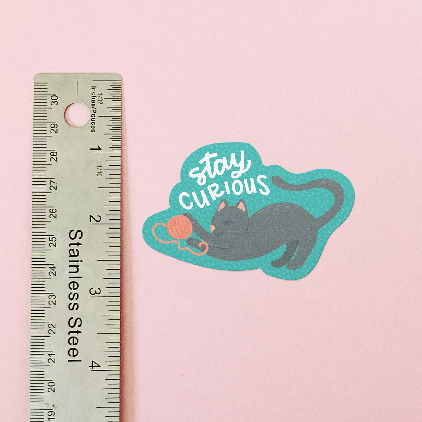 Stay Curious Cat Vinyl Sticker