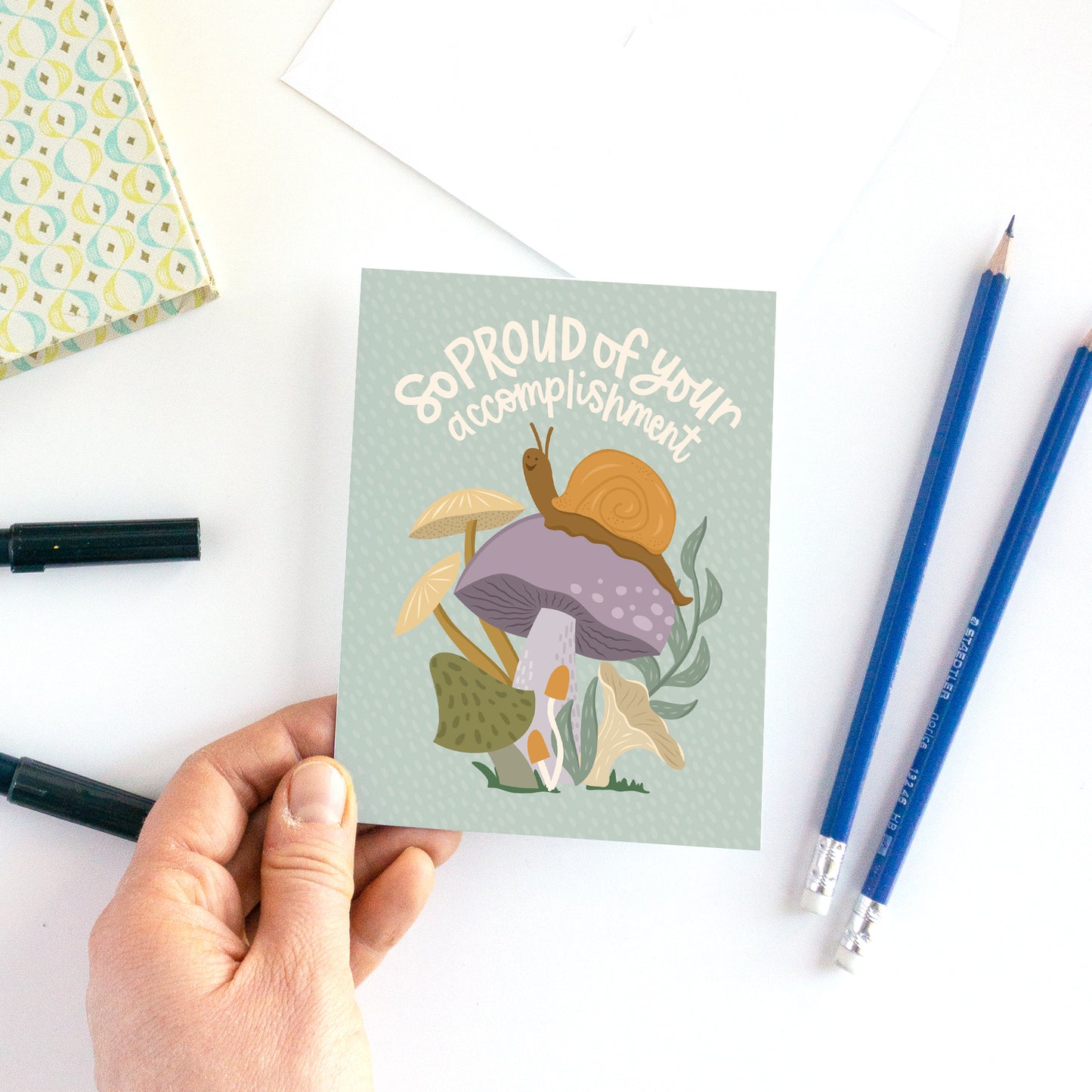 Snail and Mushrooms Graduation Card