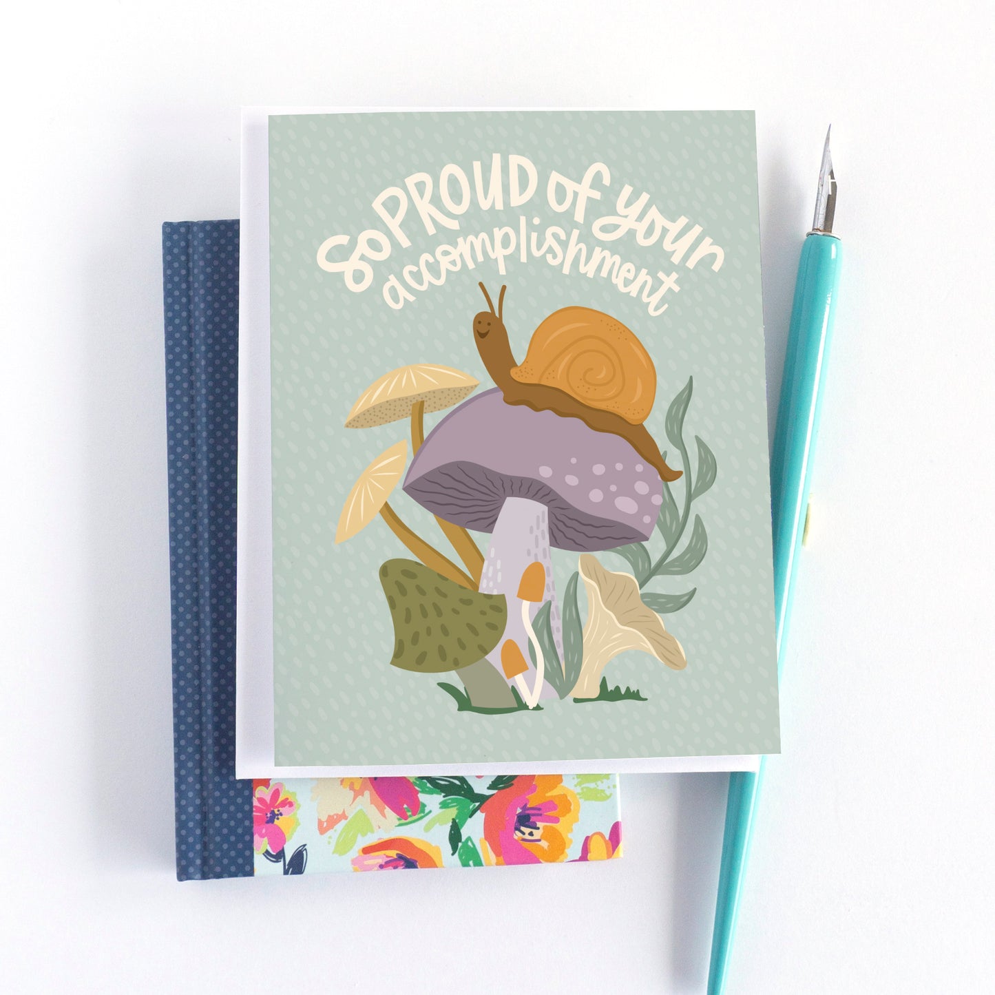 Snail and Mushrooms Graduation Card