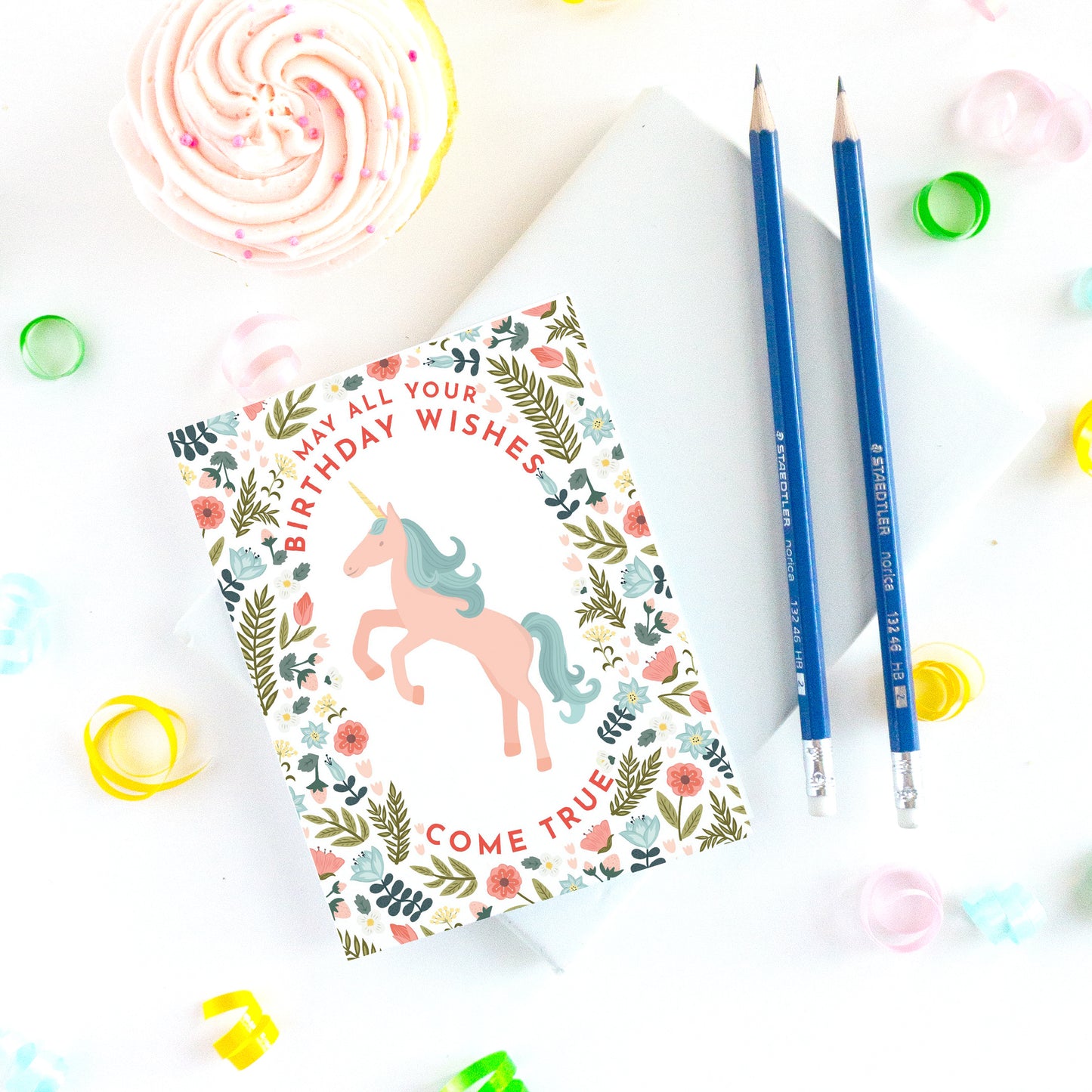 Floral Unicorn Birthday Card