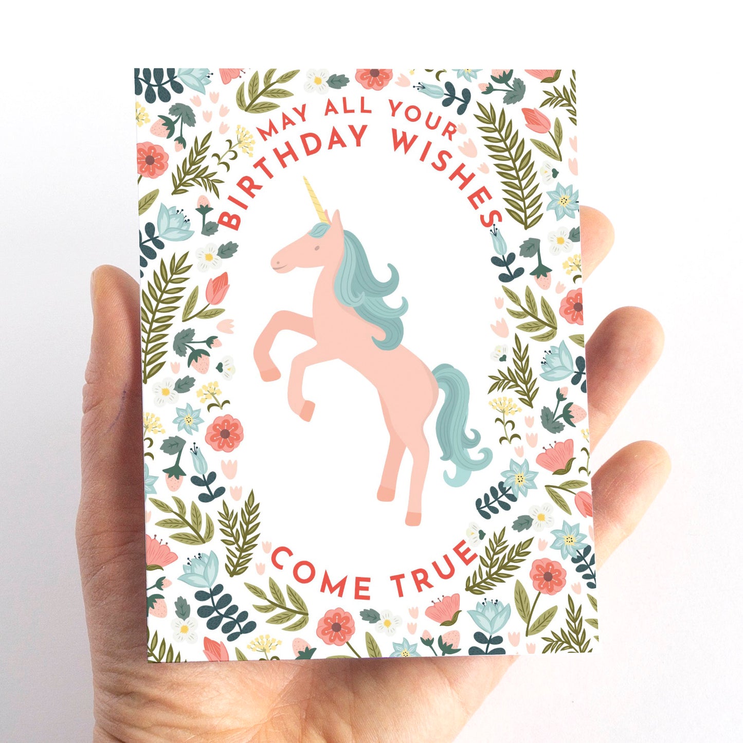 Floral Unicorn Birthday Card