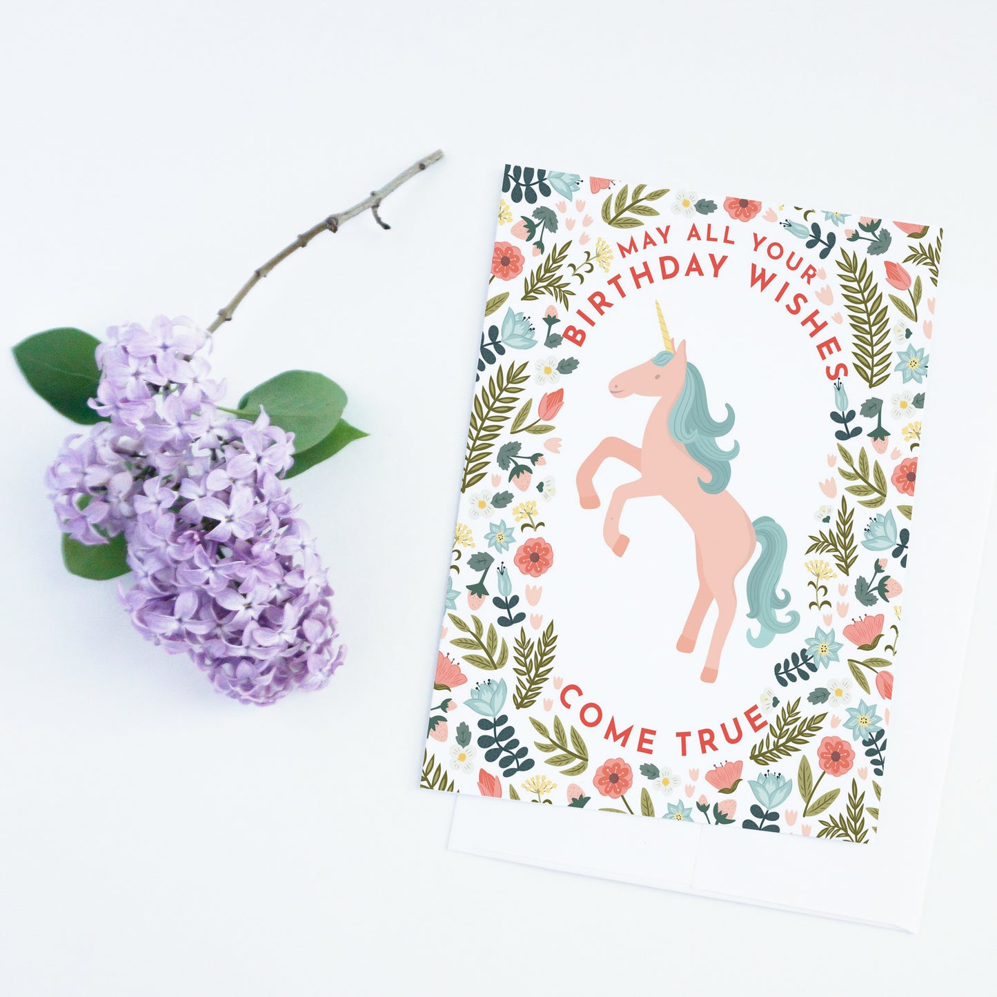 Floral Unicorn Birthday Card