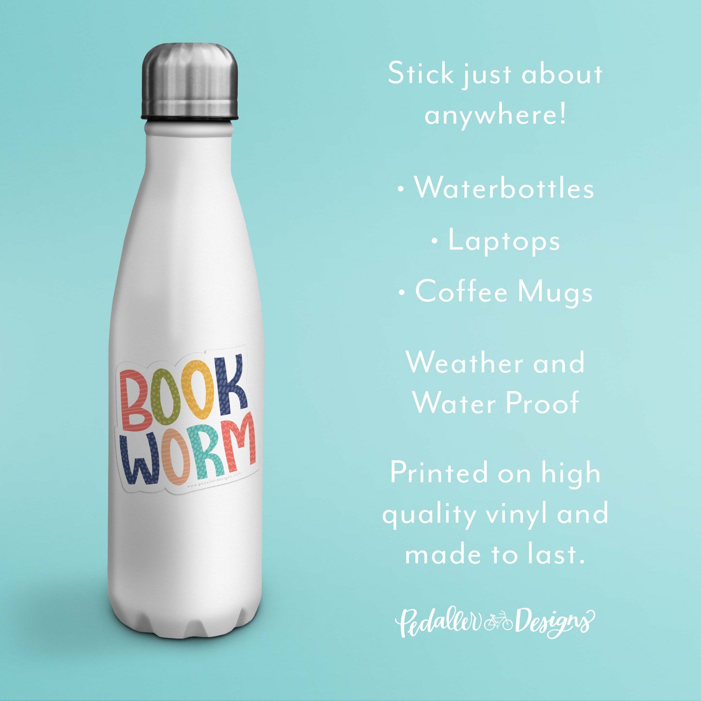 Book Worm Vinyl Sticker