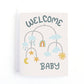 Gender Neutral Baby Shower Card with a simple nursery mobile illustration and the message, welcome baby