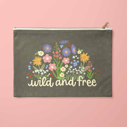 Wildflowers "Wild and Free" Canvas Pouch