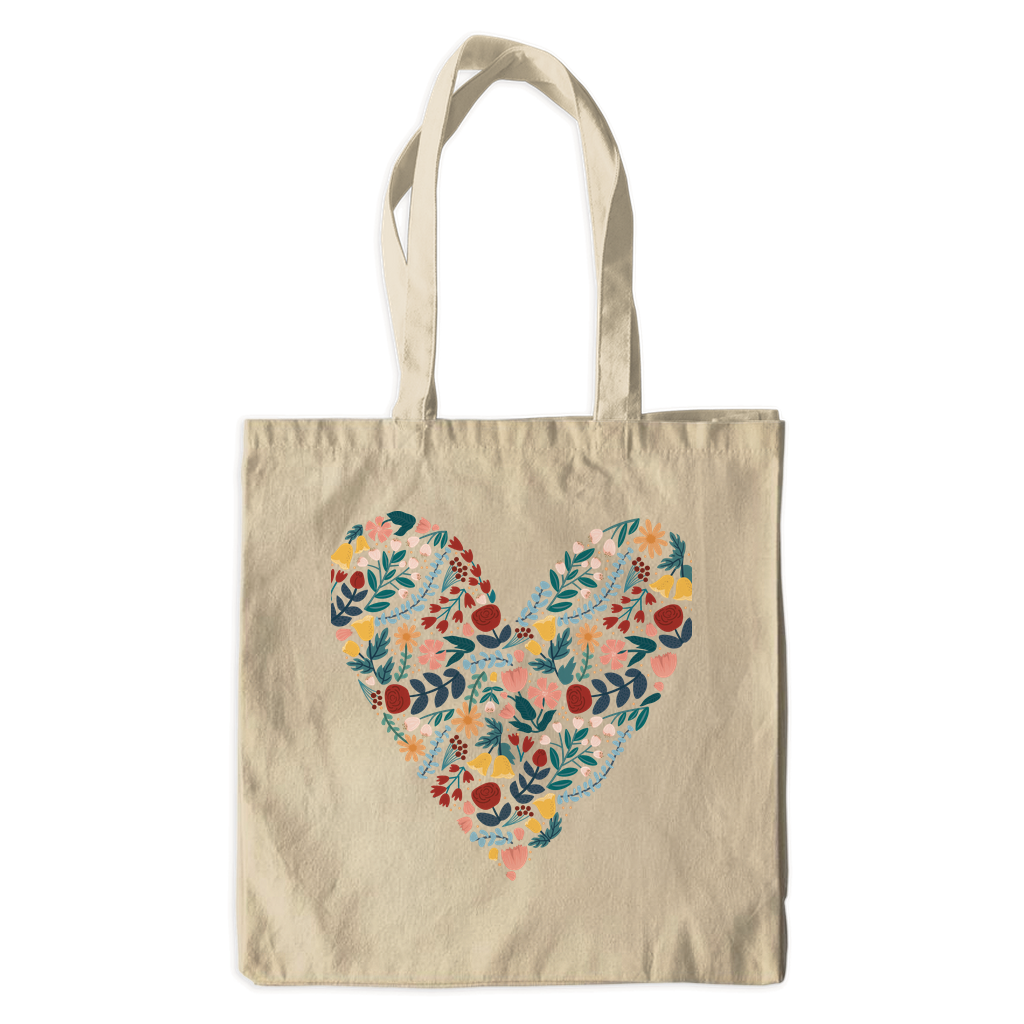 Floral Heart Canvas Tote Bag