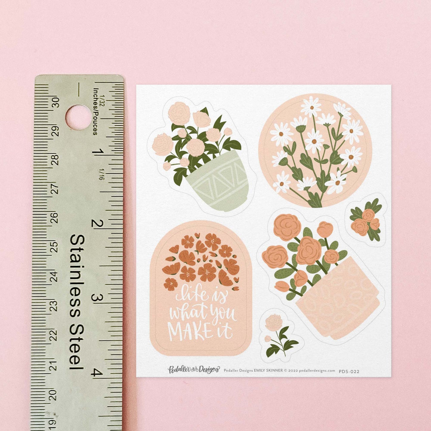 Pink Flower Pots Planner Sticker Sheet