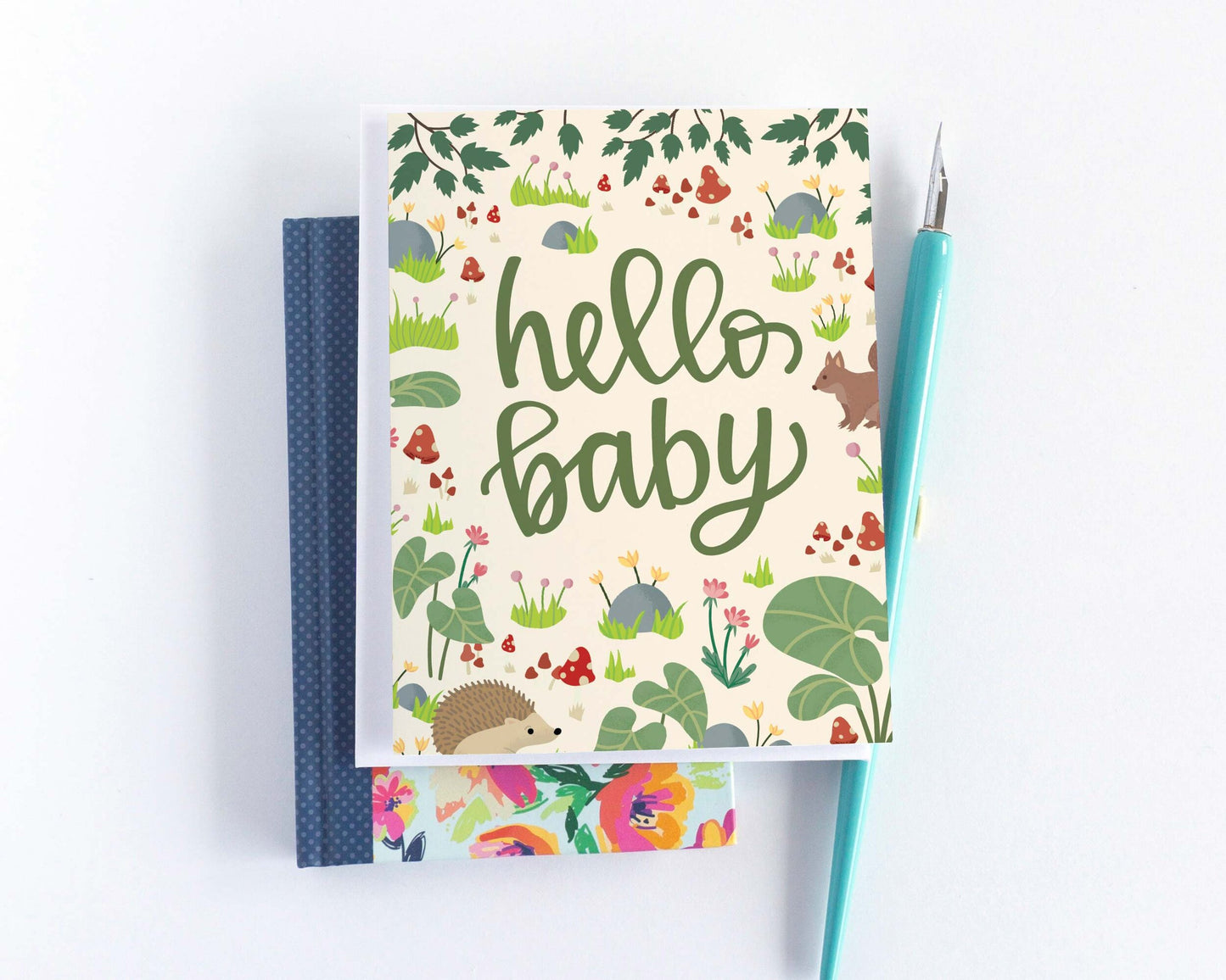 Hello Baby Woodland Forest Baby Shower Card