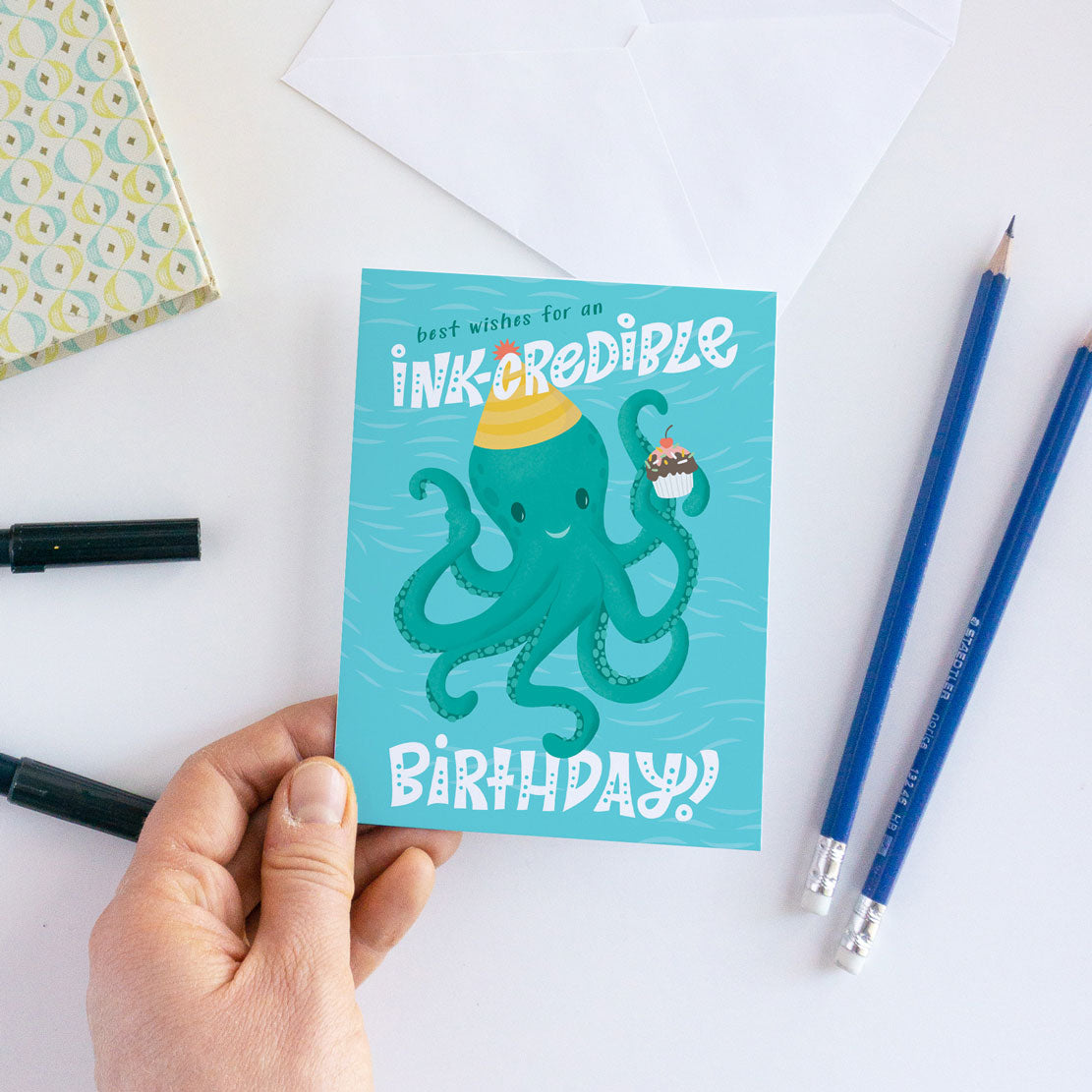 Best Wishes for an Ink-Credible Birthday Under the Sea Kids Birthday Card