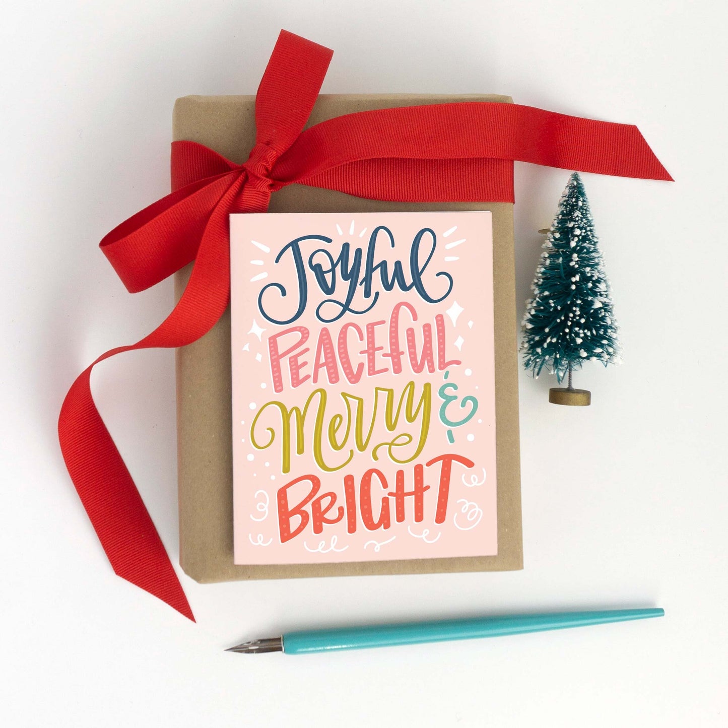 Joyful Peaceful Merry & Bright Christmas Card