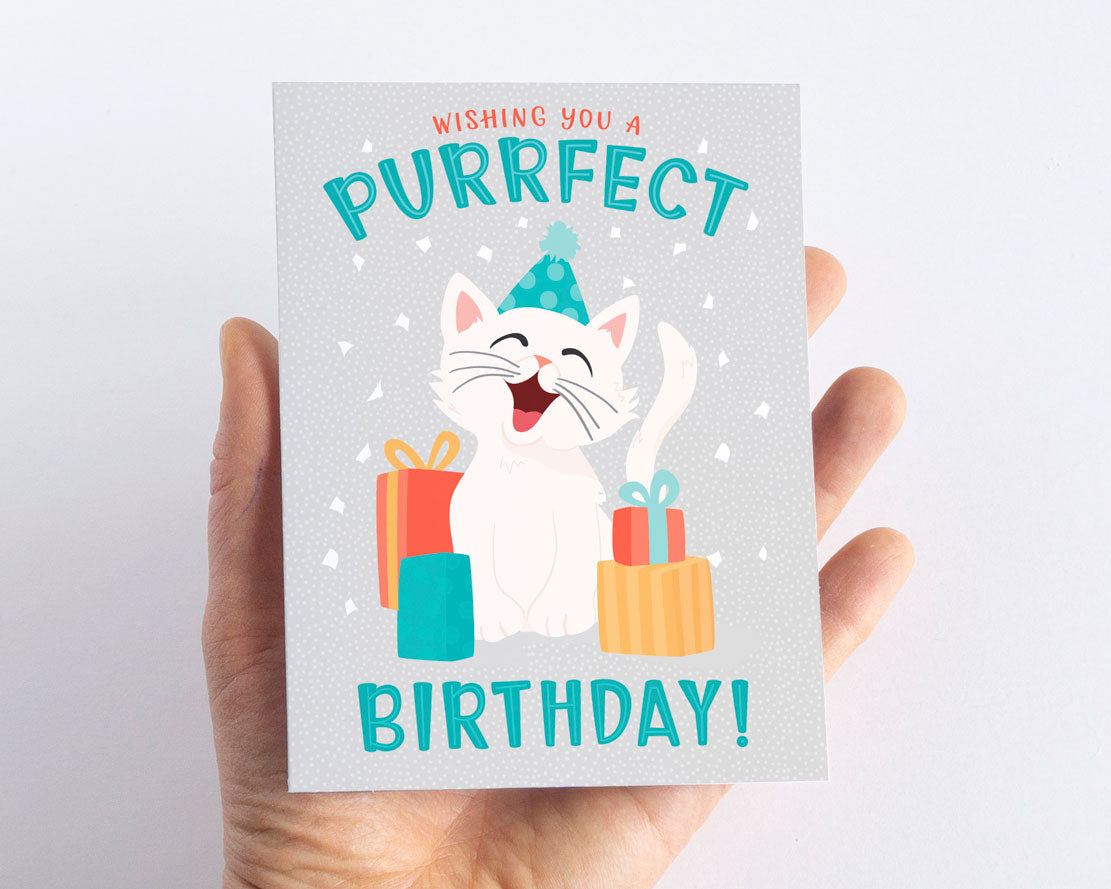 Wishing you a Purrfect Birthday Cat Lover Birthday Card