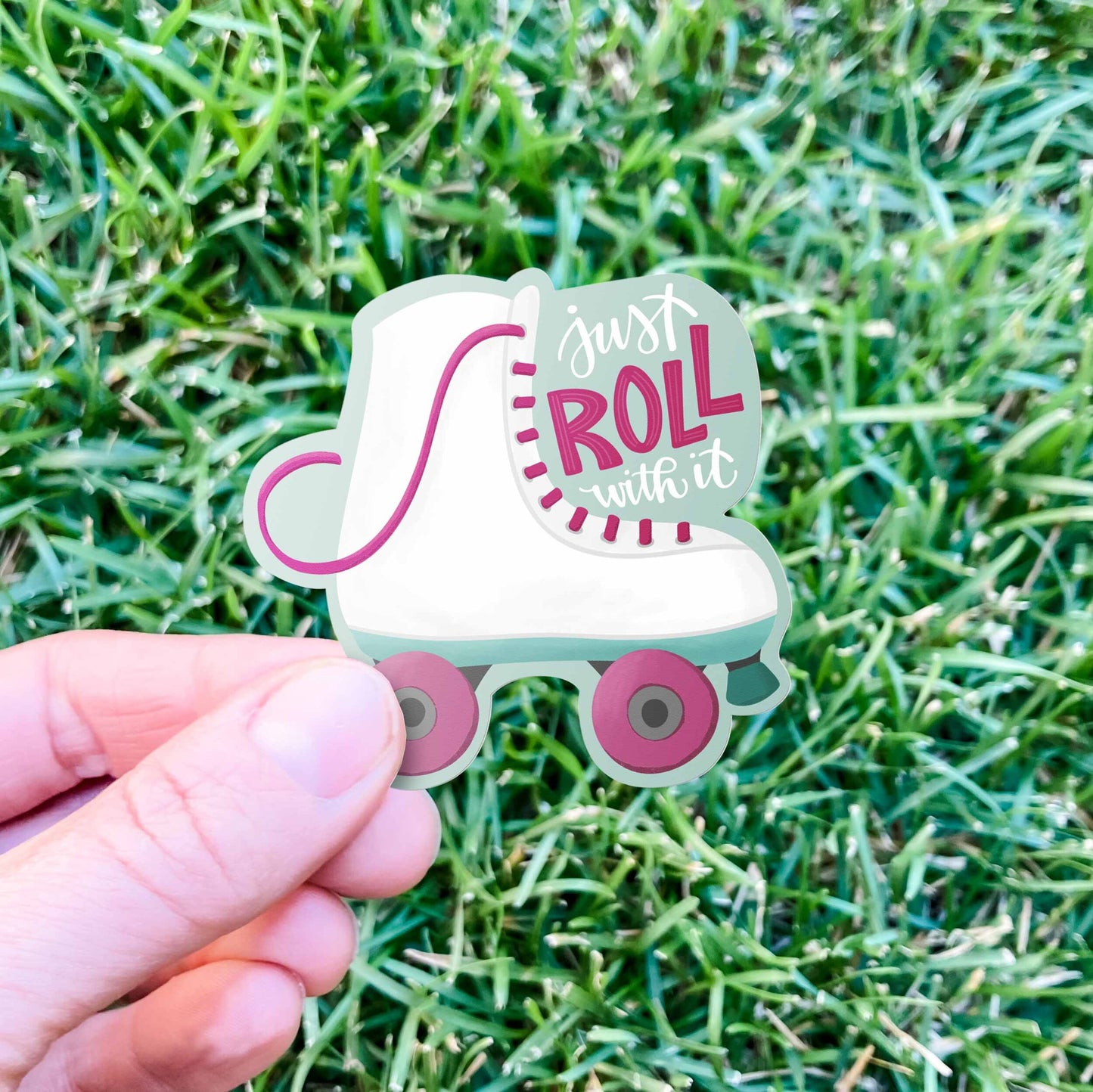 Just Roll with It Roller Skates Vinyl Sticker