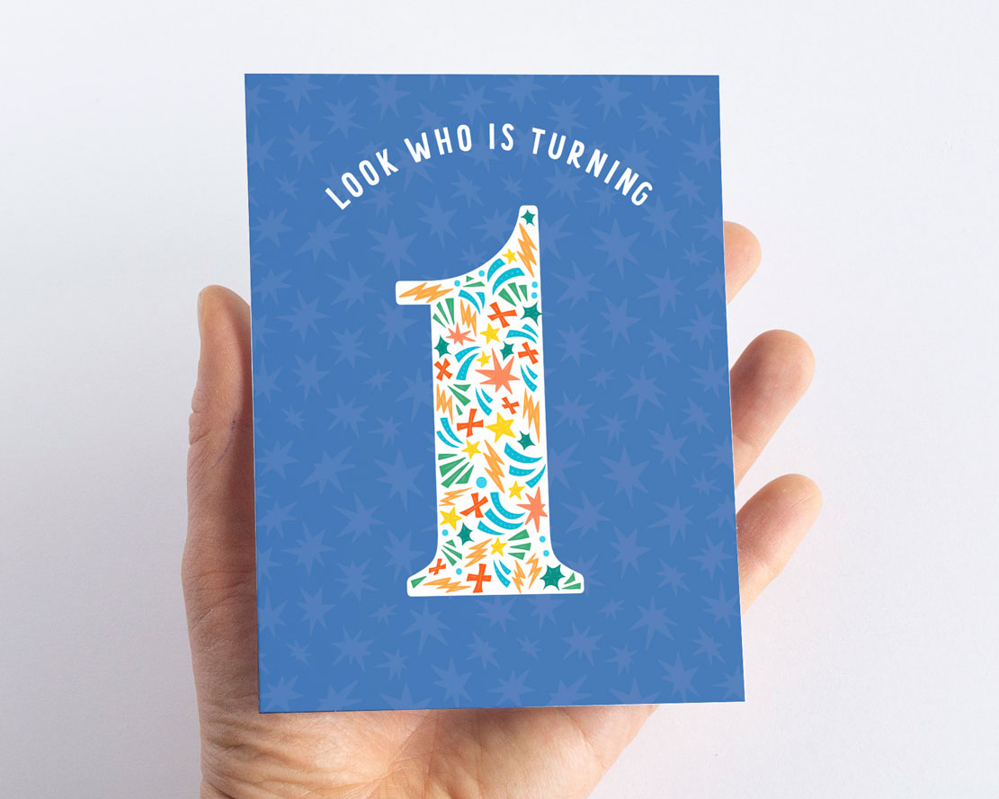 Look Who is Turning 1 First Birthday Card