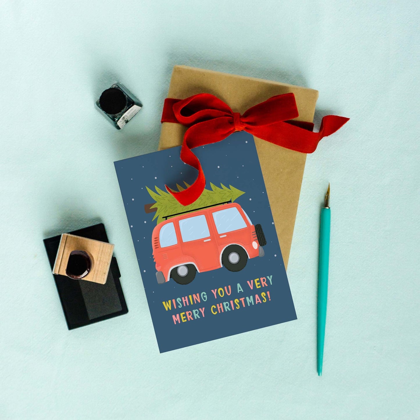 Cute Christmas Van Holiday Card