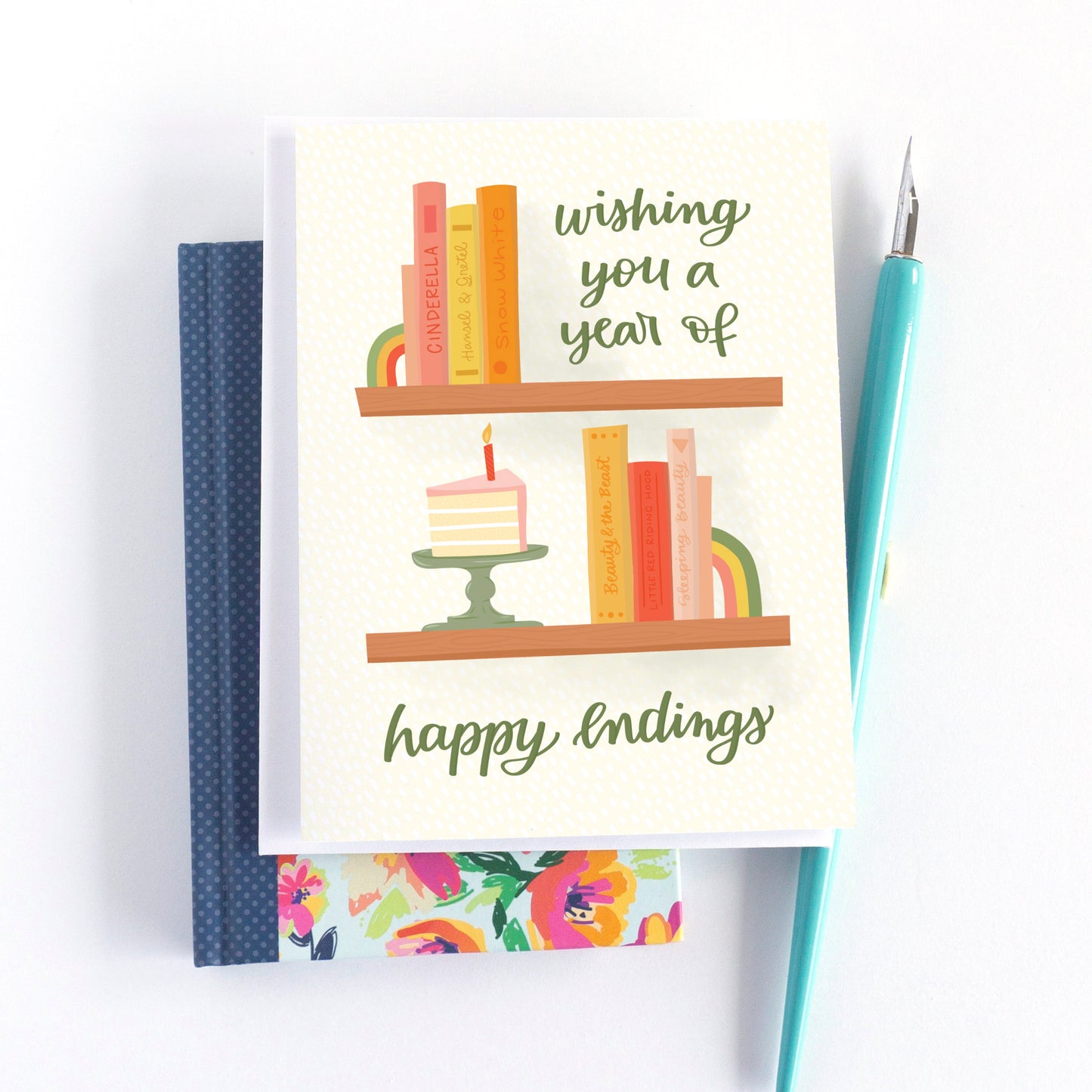 Wishing you a year of happy endings Books Lover Birthday Card